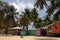 Cabins on stilts on the small island of Tobacco Caye, Belize