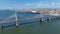 Cable bridge at  Aracaju Sergipe Brazil. Aerial downtown cityscape.