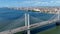 Cable bridge at  Aracaju Sergipe Brazil. Aerial downtown cityscape.