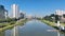 Cable Bridge At Downtown In Sao Paulo Brazil.