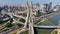 Cable Bridge At Downtown In Sao Paulo Brazil.