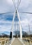 Cable bridge supports from low angle during winter