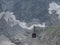 Cable car cabin on AIGUILLE DU MIDI at highest french mountains range in beauty european ALPS landscape