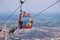 A cable car cabin arrives on the mountain Pohorje. Maribor, Slowenia.