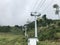 The cable car in Caucasus mountains. Bottom view. Sochi area, Roza Khutor, Russia