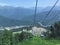 Cable car in Caucasus mountains. Roza Khutor, Russia