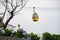 Cable car with flowers and dry tree on foreground