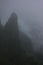 Cable car in foggy mountain forest in Tatry mountains, near Zakopane, Poland