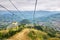 Cable car (funicular) above rice terraces landscape in may (Guan