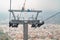 Cable car mast with Alanya city view in the background