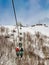 Cable car in the mountains in winter.