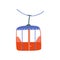 Cable Car, Red Ropeway Cabin Cartoon Vector Illustration