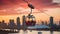 The Cable Car\\\'s Serene Crossing of the Thames, Framed by the Glowing City Skyline, Generative AI