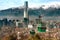 Cable car in San Cristobal hill, overlooking a panoramic view of Santiago