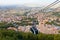 Cable car in San Marino. View from above.