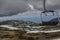 Cable car in Serra da Estrela, Portugal. In the winter.