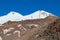 Cable car on the ski resort in the winter mountains. Elbrus, Caucasus