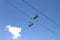 Cable car for skiers in the sky