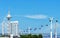 Cable car and Vasco da Gama tower in Lisbon.