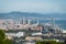 Cable car view of Barcelona city and coastline of Spain.