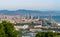 Cable car view of Barcelona city and coastline of Spain.