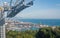 Cable car view of Barcelona city and coastline of Spain.