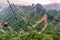 cable car with winding and curves road in Tianmen mountain zhan