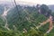 cable car with winding and curves road in Tianmen mountain zhan