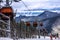 Cable car in winter mountains. Ski resort Jasna, Slovakia. Lands