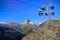 Cable cars drive towards Rothorn paradise pass Matterhorn in sum