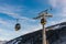 Cable cars, gondola, baloon over Planai West in Planai & Hochwurzen - skiing heart of the Schladming-Dachstein region, Styria,