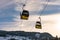 Cable cars, gondola of the Planai West in Planai & Hochwurzen - skiing heart of the Schladming-Dachstein region, Styria, Austria,