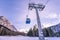 Cable cars running towards the Alps peaks