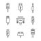 Cable conectors and plugs icons set, vector illustration