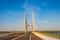 Cable-stayed bridge over Parana river, Brazil. Border of Sao Paulo and Mato Grosso do Sul states