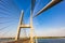 Cable-stayed bridge over Parana river, Brazil. Border of Sao Paulo and Mato Grosso do Sul states