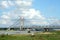 Cable-stayed Martinus Nijhoffbridge over river Waal