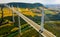 Cable-stayed Millau Viaduct spanning Tarn River valley, France