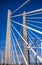 Cable Transportation and pedestrian Tilikum Crossing Bridge across Willamette river in Portland Oregon with blue sky