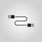 The cable usb icon. Transfer and connection, data symbol. UI. Web. Logo. Sign. Flat design. App. Stock