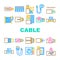 Cable Wire Electrical System Icons Set Vector