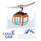 Cablecar with typographic design - vector illustration