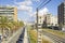 Cables and catenary on the train tracks in Badalona, Barcelona