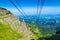 Cables of the funicular over the abyss in the Tatra