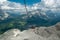 a cablestation of a ski resort in italian Dolomites mountains from the funicular cabin