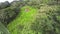 Cableway with air tram in the forest. Aerial over a forest.