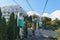 Cableway with cabins in the city of Yalta