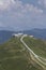 Cableway with idyllic summer mountains landscape