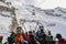 The cableway that leads to the mount Titlis over Engelberg on the Swiss alps