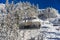 Cableway in motion on the winter resort in mountain